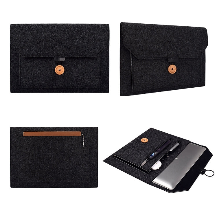 ND06 Multi-purpose Felt Button Laptop Inner Bag for 13.3 inch Laptop(Black) - 13.3 inch by PMC Jewellery | Online Shopping South Africa | PMC Jewellery | Buy Now Pay Later Mobicred
