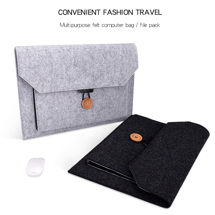 ND06 Multi-purpose Felt Button Laptop Inner Bag for 13.3 inch Laptop(Black)