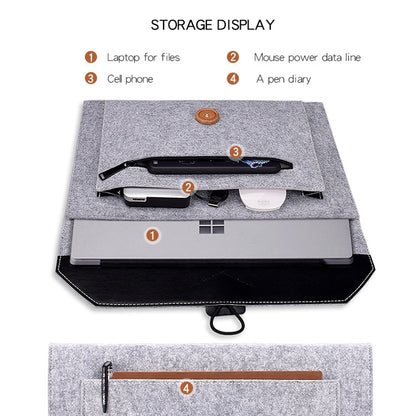 ND06 Multi-purpose Felt Button Laptop Inner Bag for 13.3 inch Laptop(Black) - 13.3 inch by PMC Jewellery | Online Shopping South Africa | PMC Jewellery | Buy Now Pay Later Mobicred