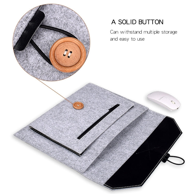 ND06 Multi-purpose Felt Button Laptop Inner Bag for 13.3 inch Laptop(Black) - 13.3 inch by PMC Jewellery | Online Shopping South Africa | PMC Jewellery | Buy Now Pay Later Mobicred