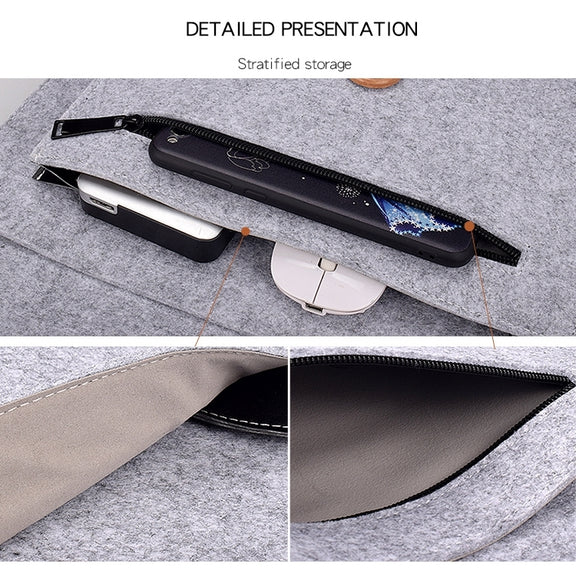 ND06 Multi-purpose Felt Button Laptop Inner Bag for 13.3 inch Laptop(Black)