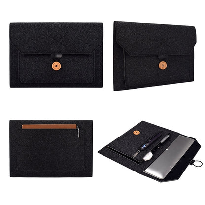 ND06 Multi-purpose Felt Button Laptop Inner Bag for 15.4 inch Laptop(Black) - 15 inch by PMC Jewellery | Online Shopping South Africa | PMC Jewellery | Buy Now Pay Later Mobicred