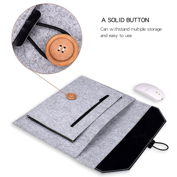 ND06 Multi-purpose Felt Button Laptop Inner Bag for 15.4 inch Laptop(Black)