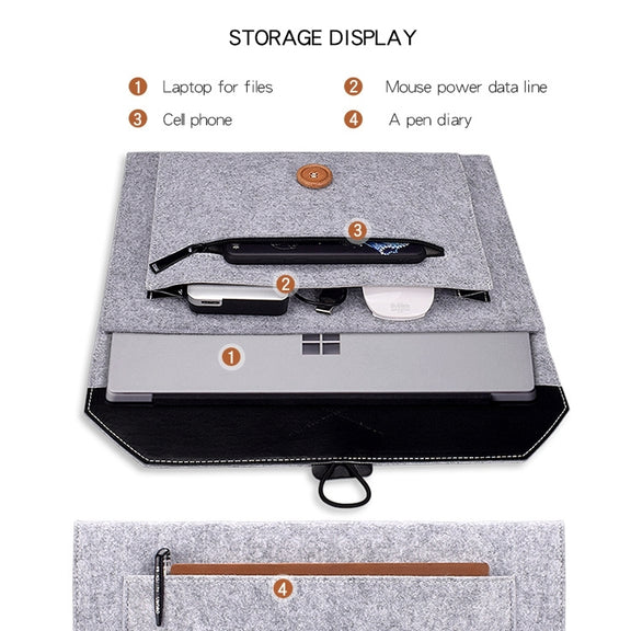 ND06 Multi-purpose Felt Button Laptop Inner Bag for 15.4 inch Laptop(Grey)