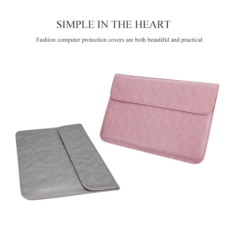 PU01S PU Leather Horizontal Invisible Magnetic Buckle Laptop Inner Bag for 13.3 inch laptops (Pink)