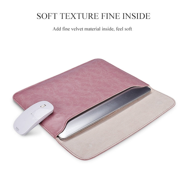 PU01S PU Leather Horizontal Invisible Magnetic Buckle Laptop Inner Bag for 13.3 inch laptops (Pink)
