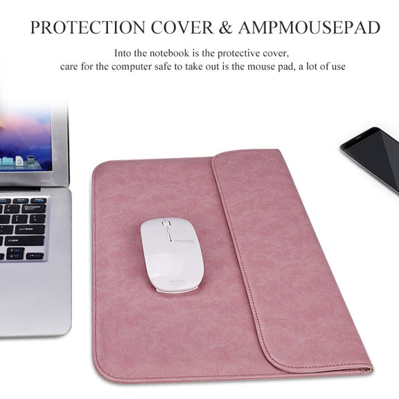 PU01S PU Leather Horizontal Invisible Magnetic Buckle Laptop Inner Bag for 13.3 inch laptops (Pink)