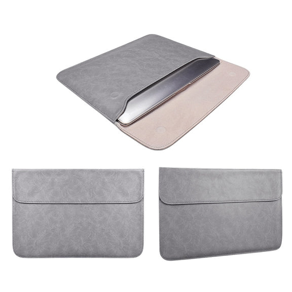 PU01S PU Leather Horizontal Invisible Magnetic Buckle Laptop Inner Bag for 13.3 inch laptops (Grey)