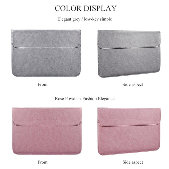PU01S PU Leather Horizontal Invisible Magnetic Buckle Laptop Inner Bag for 14.1 inch laptops (Pink)