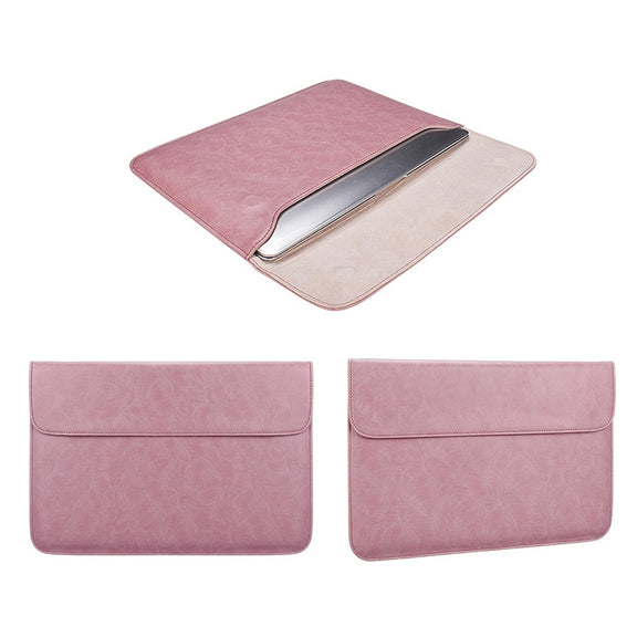 PU01S PU Leather Horizontal Invisible Magnetic Buckle Laptop Inner Bag for 14.1 inch laptops (Pink)