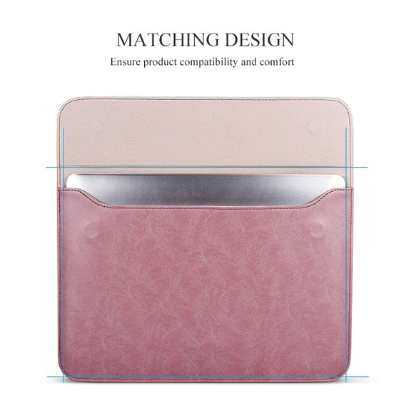 PU01S PU Leather Horizontal Invisible Magnetic Buckle Laptop Inner Bag for 15.4 inch laptops (Pink)