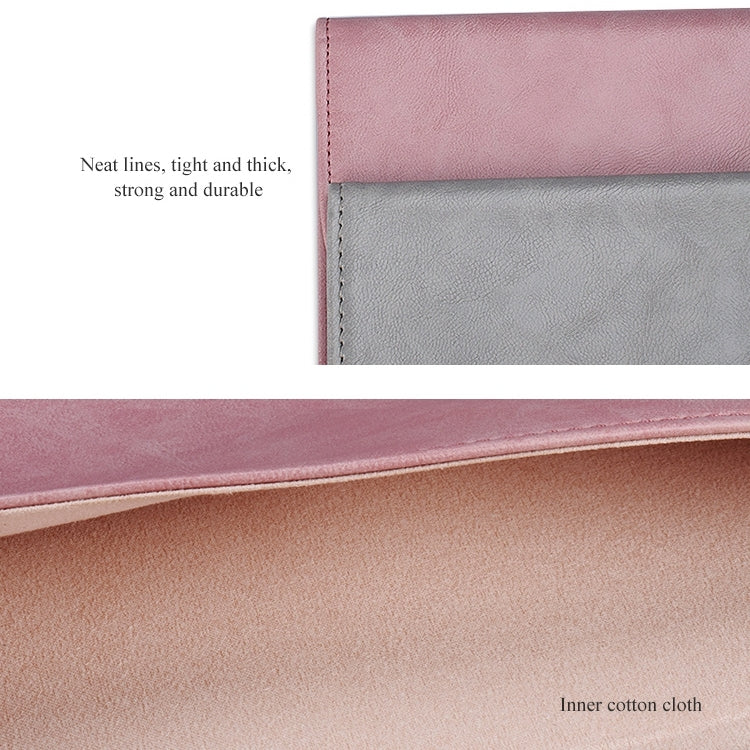 PU01S PU Leather Horizontal Invisible Magnetic Buckle Laptop Inner Bag for 14.1 inch laptops, with Small Bag (Pink)