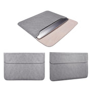 PU01S PU Leather Horizontal Invisible Magnetic Buckle Laptop Inner Bag for 15.4 inch laptops, with Small Bag (Grey)