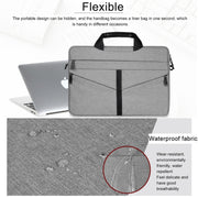 14.1 inch Breathable Wear-resistant Fashion Business Shoulder Handheld Zipper Laptop Bag with Shoulder Strap (Light Grey)