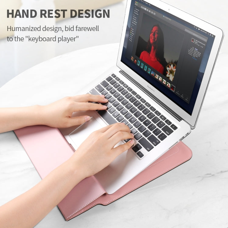 4 in 1 Universal Laptop Holder PU Water-resistant Protection Wrist Laptop Bag, Size: 17 inch(Navy Blue)