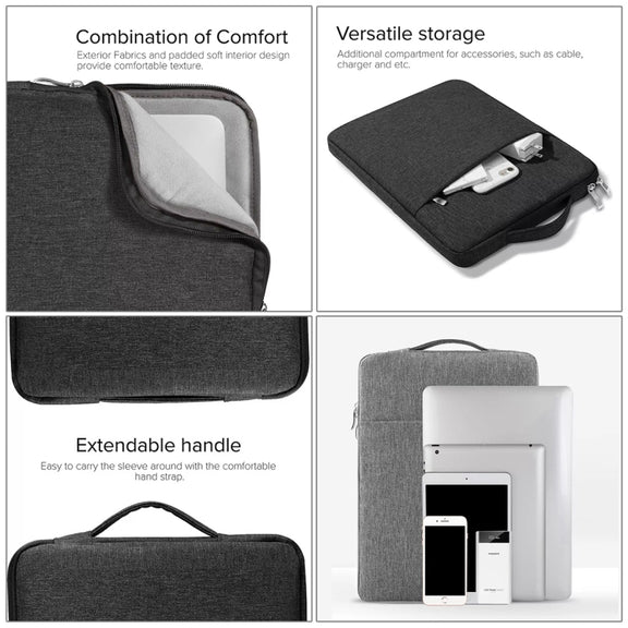 13.3 inch Universal Fashion Soft Laptop Denim Bags Portable Zipper Notebook Laptop Case Pouch for MacBook Air / Pro, Lenovo and other Laptops, Size: 35.5x26.5x2cm(Grey)