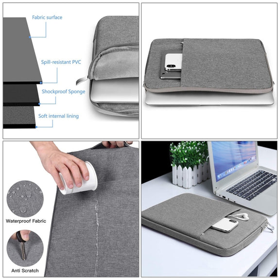 15.4 inch Universal Fashion Soft Laptop Denim Bags Portable Zipper Notebook Laptop Case Pouch for MacBook Air / Pro, Lenovo and other Laptops, Size: 39.2x28.5x2cm(Black)
