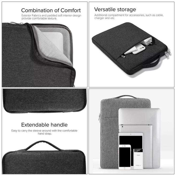 15.4 inch Universal Fashion Soft Laptop Denim Bags Portable Zipper Notebook Laptop Case Pouch for MacBook Air / Pro, Lenovo and other Laptops, Size: 39.2x28.5x2cm (Dark Blue)