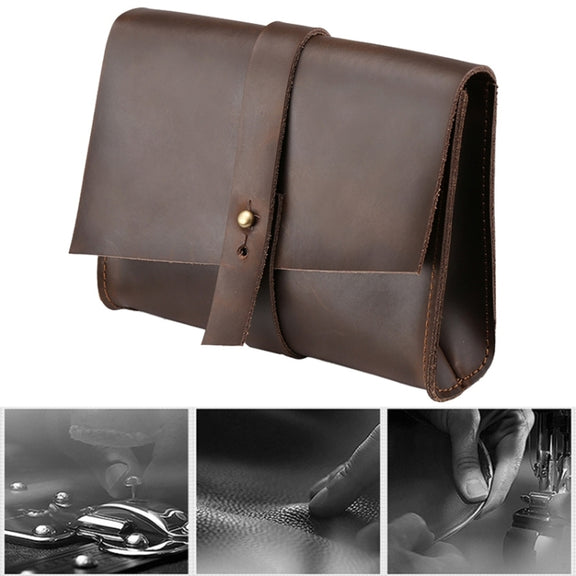 Universal Genuine Leather Business Power Adapter Laptop Tablet Bag with Cable Winder, For 11.6 inch and Below Macbook, Samsung, Lenovo, Sony, DELL Alienware, CHUWI, ASUS, HP (Coffee)