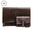 Universal Genuine Leather Business Power Adapter Laptop Tablet Bag with Cable Winder, For 15 inch and Below Macbook, Samsung, Lenovo, Sony, DELL Alienware, CHUWI, ASUS, HP (Coffee) - 13.3 inch by PMC TechLife | Online Shopping South Africa | PMC TechLife | Buy Now Pay Later Mobicred