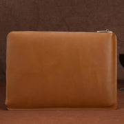 11.6 inch Genuine Leather Zipper Laptop Tablet Bag, For Macbook, Samsung, Lenovo, Sony, DELL Alienware, CHUWI, ASUS, HP 11.6 inch and Below Laptop(Yellow)
