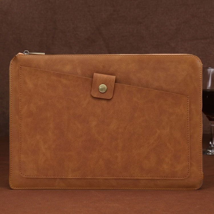 11.6 inch Genuine Leather Zipper Laptop Tablet Bag, For Macbook, Samsung, Lenovo, Sony, DELL Alienware, CHUWI, ASUS, HP 11.6 inch and Below Laptop (Brown) - 10 - 11 inch by PMC TechLife | Online Shopping South Africa | PMC TechLife | Buy Now Pay Later Mobicred