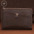 Universal Genuine Leather Business Zipper Laptop Tablet Bag For 13 inch and Below(Coffee) - 15 inch by PMC TechLife | Online Shopping South Africa | PMC TechLife | Buy Now Pay Later Mobicred