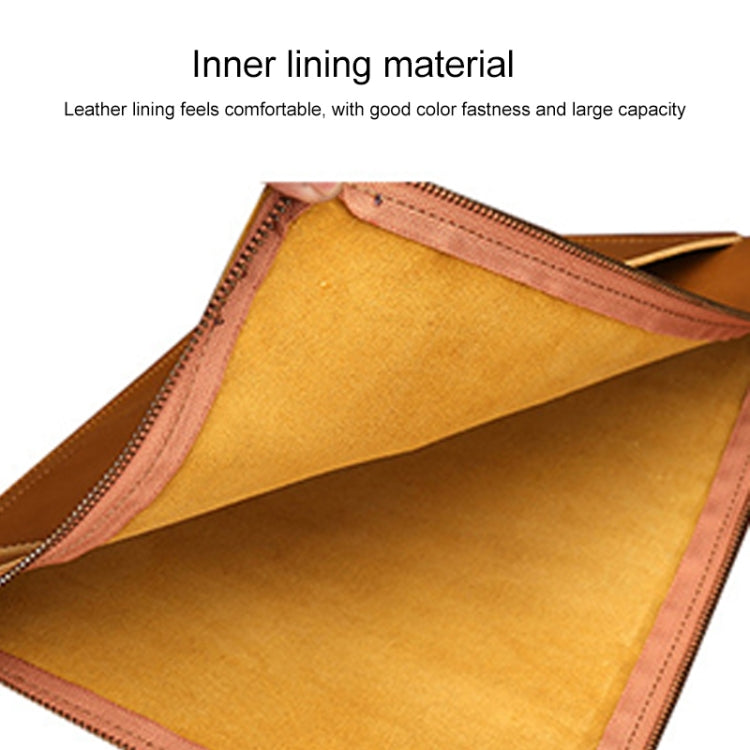 Universal Genuine Leather Business Zipper Laptop Tablet Bag For 13 inch and Below(Green) - 15 inch by PMC TechLife | Online Shopping South Africa | PMC TechLife | Buy Now Pay Later Mobicred