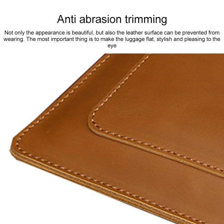 Universal Genuine Leather Business Zipper Laptop Tablet Bag For 15 inch and Below(Brown)
