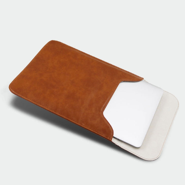 13.3 inch PU + Nylon Laptop Bag Case Sleeve Notebook Carry Bag, For MacBook, Samsung, Xiaomi, Lenovo, Sony, DELL, ASUS, HP(Cowhide Yellow) - 13.3 inch by PMC Jewellery | Online Shopping South Africa | PMC Jewellery | Buy Now Pay Later Mobicred