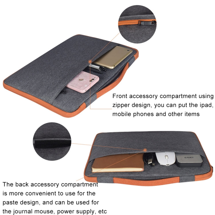 15.4 inch Fashion Casual Polyester + Nylon Laptop Handbag Briefcase Notebook Cover Case, For Macbook, Samsung, Lenovo, Xiaomi, Sony, DELL, CHUWI, ASUS, HP (Grey)