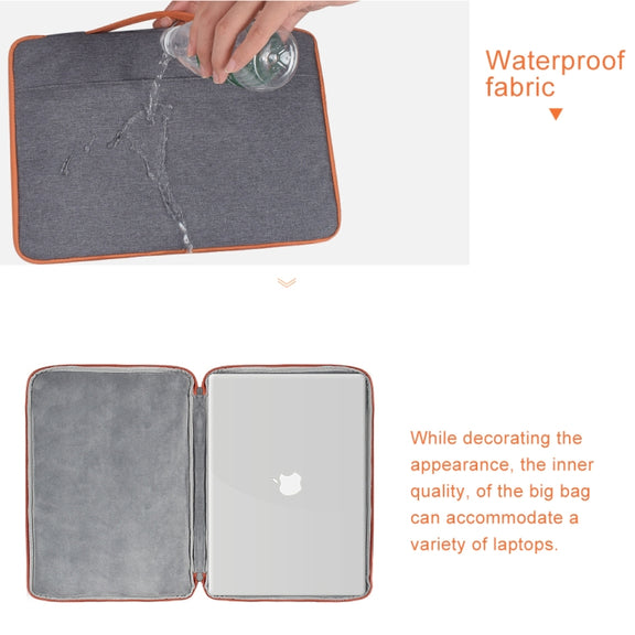 15.4 inch Fashion Casual Polyester + Nylon Laptop Handbag Briefcase Notebook Cover Case, For Macbook, Samsung, Lenovo, Xiaomi, Sony, DELL, CHUWI, ASUS, HP (Grey)