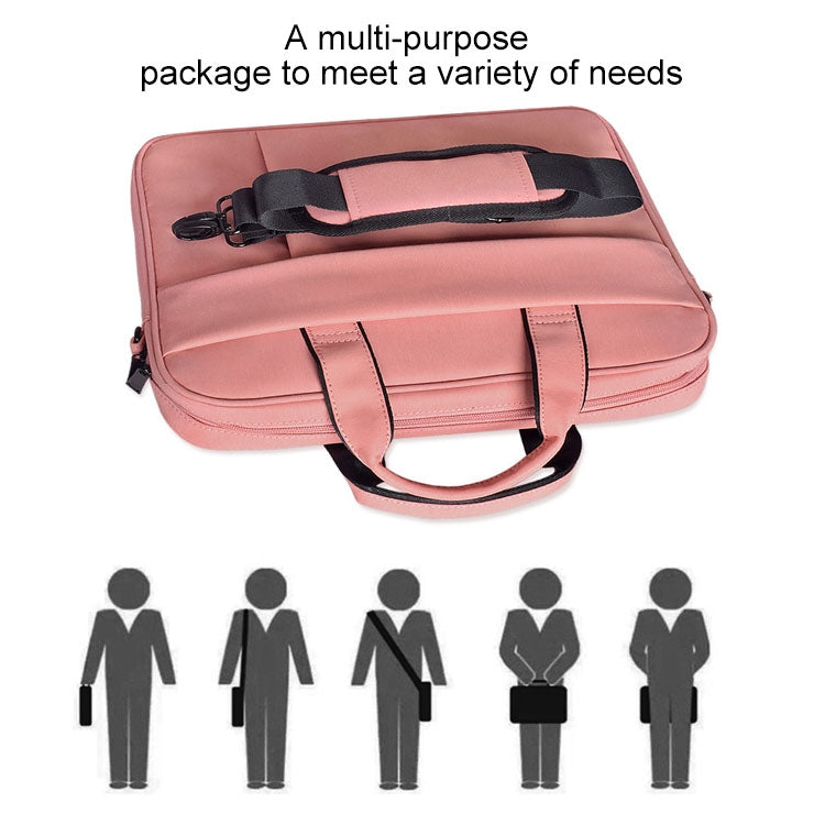 DJ03 Water-resistant Anti-scratch Anti-theft One-shoulder Handbag for 14.1 inch Laptops, with Suitcase Belt(Black)