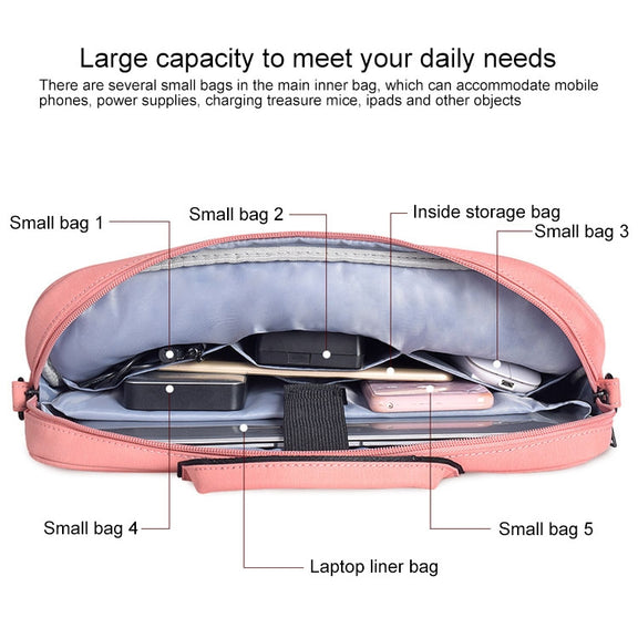 DJ03 Water-resistant Anti-scratch Anti-theft One-shoulder Handbag for 14.1 inch Laptops, with Suitcase Belt(Black)