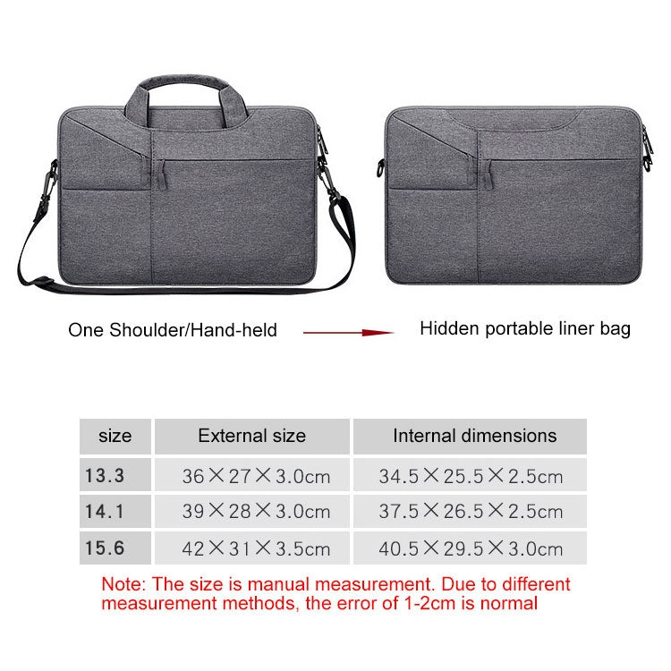 ST02S Water-resistant Tear Resistance Hidden Portable Strap One-shoulder Handbag for 13.3 inch Laptops, with Suitcase Belt(Navy Blue)