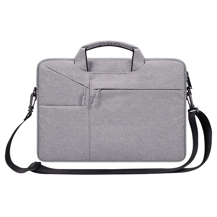 ST02S Water-resistant Tear Resistance Hidden Portable Strap One-shoulder Handbag for 14.1 inch Laptops, with Suitcase Belt(Light Grey)