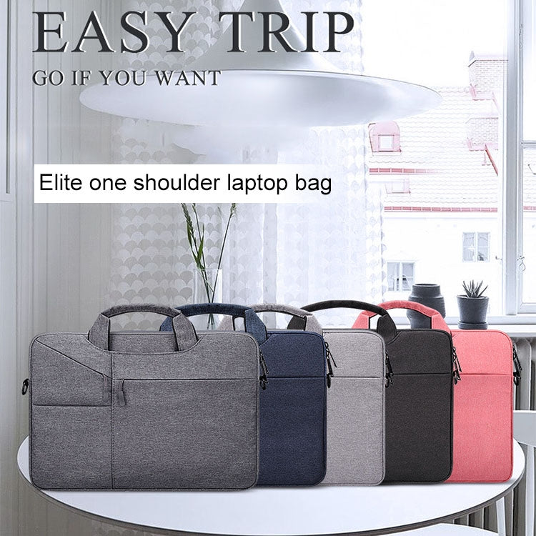 ST02S Water-resistant Tear Resistance Hidden Portable Strap One-shoulder Handbag for 14.1 inch Laptops, with Suitcase Belt(Light Grey)