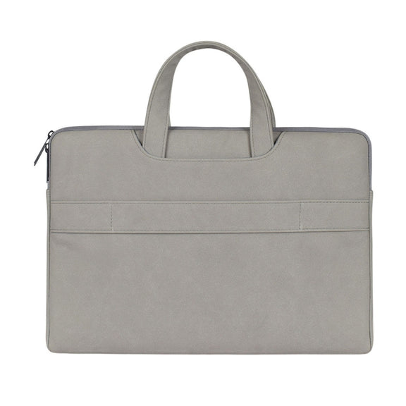 ST06 Water-resistant PU Leather Zipper Hidden Portable Strap One-shoulder Handbag for 13.3 inch Laptops, with Suitcase Belt(Light Grey)