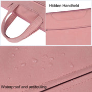 ST06 Water-resistant PU Leather Zipper Hidden Portable Strap One-shoulder Handbag for 14.1 inch Laptops, with Suitcase Belt (Pink)