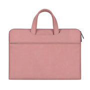 ST06 Water-resistant PU Leather Zipper Hidden Portable Strap One-shoulder Handbag for 14.1 inch Laptops, with Suitcase Belt (Pink)