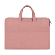 ST06 Water-resistant PU Leather Zipper Hidden Portable Strap One-shoulder Handbag for 14.1 inch Laptops, with Suitcase Belt (Pink)