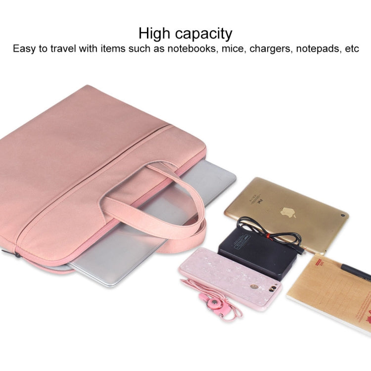 ST06 Water-resistant PU Leather Zipper Hidden Portable Strap One-shoulder Handbag for 14.1 inch Laptops, with Suitcase Belt (Pink)