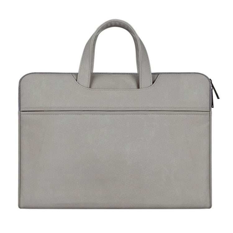 ST06 Waterproof PU Leather Zipper Hidden Portable Strap One-shoulder Handbag for 14.1 inch Laptops, with Suitcase Belt (Light Grey) - 14.1 inch by PMC TechLife | Online Shopping South Africa | PMC TechLife | Buy Now Pay Later Mobicred