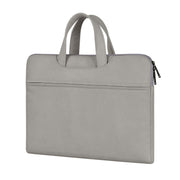 ST06 Water-resistant PU Leather Zipper Hidden Portable Strap One-shoulder Handbag for 14.1 inch Laptops, with Suitcase Belt (Light Grey)