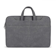 ST06S Water-resistant PU Leather Zipper Hidden Portable Strap One-shoulder Handbag for 13.3 inch Laptops, with Magic Stick & Suitcase Belt (Dark Gray)