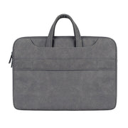 ST06S Water-resistant PU Leather Zipper Hidden Portable Strap One-shoulder Handbag for 13.3 inch Laptops, with Magic Stick & Suitcase Belt (Dark Gray)