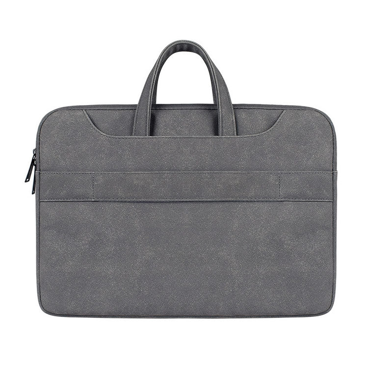 ST06S Water-resistant PU Leather Zipper Hidden Portable Strap One-shoulder Handbag for 13.3 inch Laptops, with Magic Stick & Suitcase Belt (Dark Gray)