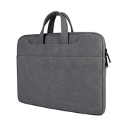 ST06S Water-resistant PU Leather Zipper Hidden Portable Strap One-shoulder Handbag for 13.3 inch Laptops, with Magic Stick & Suitcase Belt (Dark Gray)