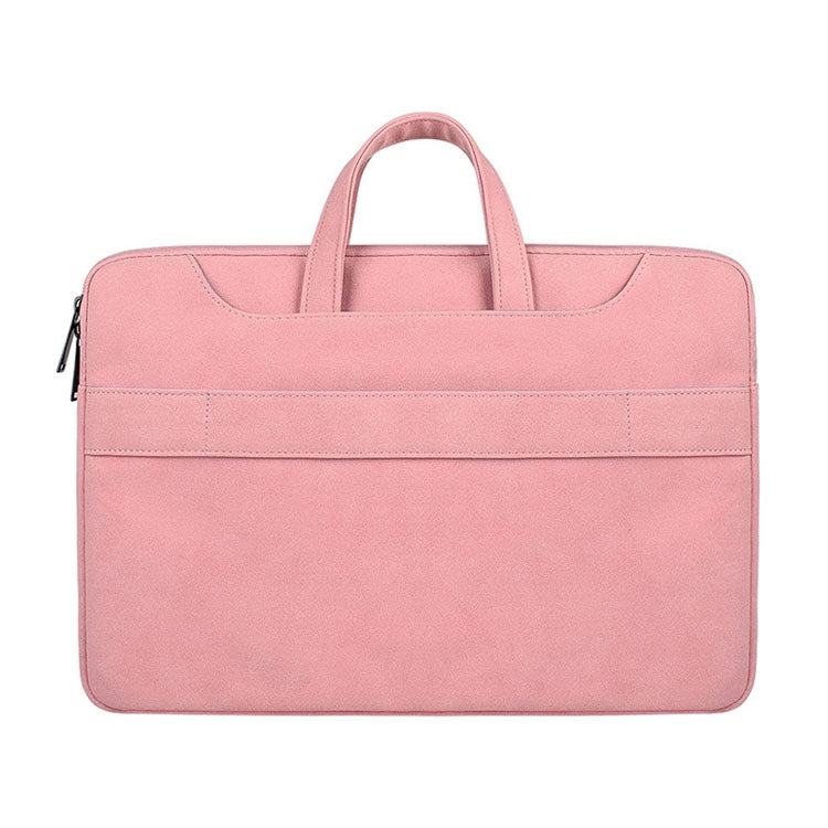 ST06S Waterproof PU Leather Zipper Hidden Portable Strap One-shoulder Handbag for 13.3 inch Laptops, with Magic Stick & Suitcase Belt (Pink) - 13.3 inch by PMC TechLife | Online Shopping South Africa | PMC TechLife | Buy Now Pay Later Mobicred