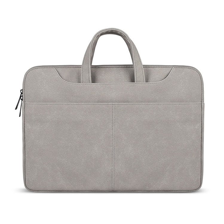 ST06S Waterproof PU Leather Zipper Hidden Portable Strap One-shoulder Handbag for 15.6 inch Laptops, with Magic Stick & Suitcase Belt (Light Grey) - 13.3 inch by PMC TechLife | Online Shopping South Africa | PMC TechLife | Buy Now Pay Later Mobicred